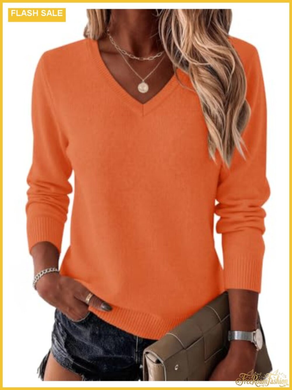 Wool Blend V-Neck Pullover Sweater Long Sleeve Knit Top Fall